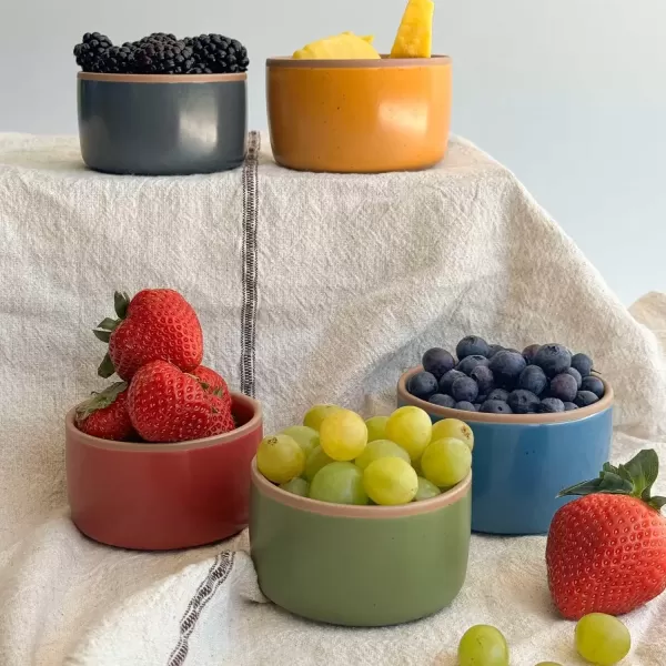 imageMora Ceramic Ramekins  8oz Set of 6  Small Oven Safe Baking DishesCups  For Personal Pudding Creme Brulee Souffle Serving Dip Custard Ice Cream  Single Mini Bowls  Artisan ColorsArtisan Colors