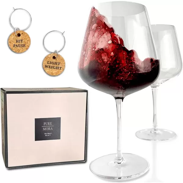 imageThe Henry Red Wine Glasses  Set of 2 25 oz Classic Oversized Hand Blown Crystal Glass Perfect for Drinking Burgundy Cabernet Sauvignon Shiraz Malbec Etc Unique Elegant ampamp LargeHenry 25oz  Set of 2