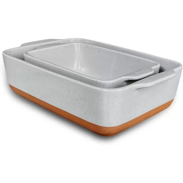 imageMora 7x11in ampamp Loaf Baking Dishes  Porcelain Casserole ampamp Bakeware OventoTable Freezer Safe  Set of 2 WhiteEarl Grey