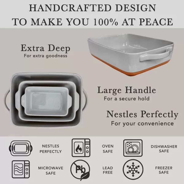 imageMora 7x11in ampamp Loaf Baking Dishes  Porcelain Casserole ampamp Bakeware OventoTable Freezer Safe  Set of 2 WhiteEarl Grey
