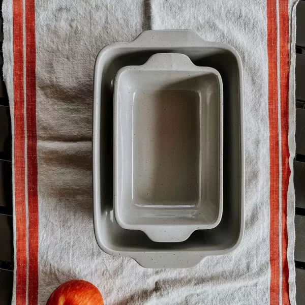 imageMora 7x11in ampamp Loaf Baking Dishes  Porcelain Casserole ampamp Bakeware OventoTable Freezer Safe  Set of 2 WhiteEarl Grey