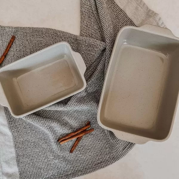 imageMora 7x11in ampamp Loaf Baking Dishes  Porcelain Casserole ampamp Bakeware OventoTable Freezer Safe  Set of 2 WhiteEarl Grey
