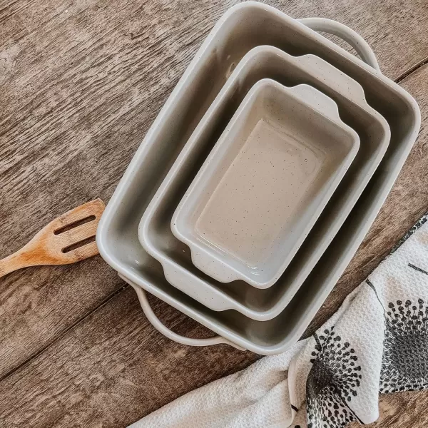 imageMora 7x11in ampamp Loaf Baking Dishes  Porcelain Casserole ampamp Bakeware OventoTable Freezer Safe  Set of 2 WhiteEarl Grey