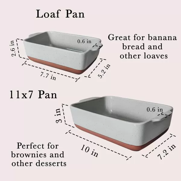imageMora 7x11in ampamp Loaf Baking Dishes  Porcelain Casserole ampamp Bakeware OventoTable Freezer Safe  Set of 2 WhiteEarl Grey