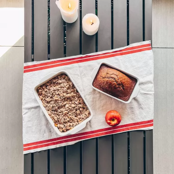 imageMora 7x11in ampamp Loaf Baking Dishes  Porcelain Casserole ampamp Bakeware OventoTable Freezer Safe  Set of 2 WhiteVanilla White