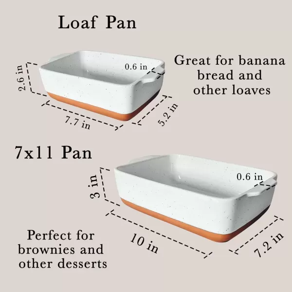 imageMora 7x11in ampamp Loaf Baking Dishes  Porcelain Casserole ampamp Bakeware OventoTable Freezer Safe  Set of 2 WhiteVanilla White