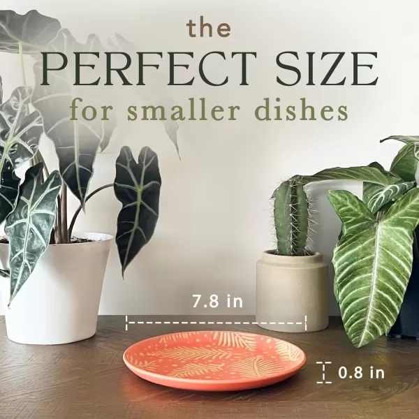 imageMora Ceramic Boho Leaves Plates Set of 678in  Dessert Salad Appetizer Party Serving Plate Microwave Oven and Dishwasher Safe Scratch Resistant Porcelain Dish Leaf Pattern Creamy BeigeBold Colors