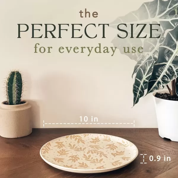 imageMora Ceramic Boho Leaves Plates Set of 678in  Dessert Salad Appetizer Party Serving Plate Microwave Oven and Dishwasher Safe Scratch Resistant Porcelain Dish Leaf Pattern Creamy BeigeCreamy Beige