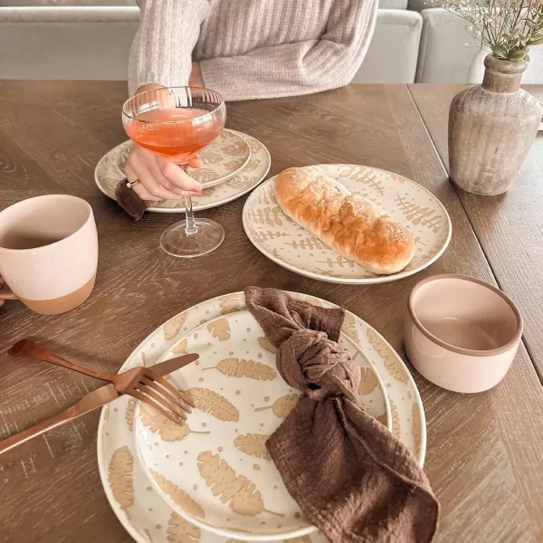 imageMora Ceramic Boho Leaves Plates Set of 678in  Dessert Salad Appetizer Party Serving Plate Microwave Oven and Dishwasher Safe Scratch Resistant Porcelain Dish Leaf Pattern Creamy BeigeCreamy Beige