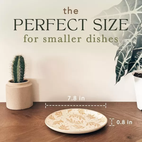 imageMora Ceramic Boho Leaves Plates Set of 678in  Dessert Salad Appetizer Party Serving Plate Microwave Oven and Dishwasher Safe Scratch Resistant Porcelain Dish Leaf Pattern Creamy BeigeCreamy Beige