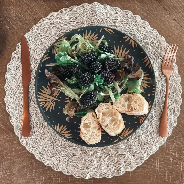 imageMora Ceramic Boho Leaves Plates Set of 678in  Dessert Salad Appetizer Party Serving Plate Microwave Oven and Dishwasher Safe Scratch Resistant Porcelain Dish Leaf Pattern Creamy BeigeBold Colors
