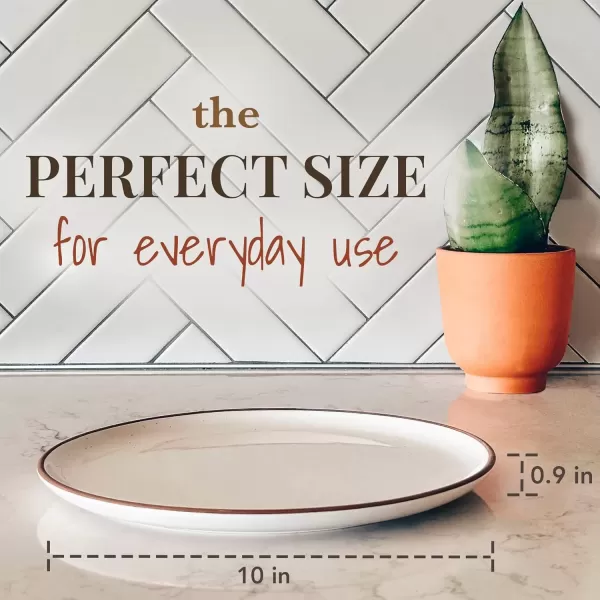 imageMora Ceramic Dinner Plates Set of 6 10 inch Dish Set  Microwave Oven and Dishwasher Safe Scratch Resistant Modern Rustic Dinnerware Kitchen Porcelain Serving Dishes  Earl GreyVanilla White