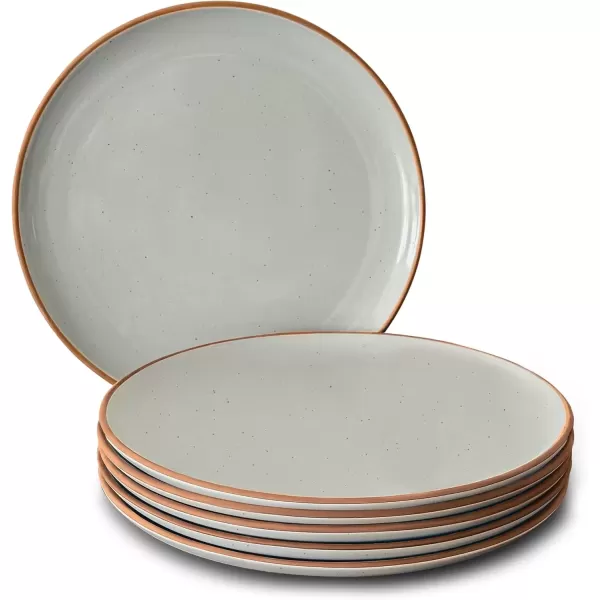 imageMora Ceramic Dinner Plates Set of 6 10 inch Dish Set  Microwave Oven and Dishwasher Safe Scratch Resistant Modern Rustic Dinnerware Kitchen Porcelain Serving Dishes  Earl GreyEarl Grey