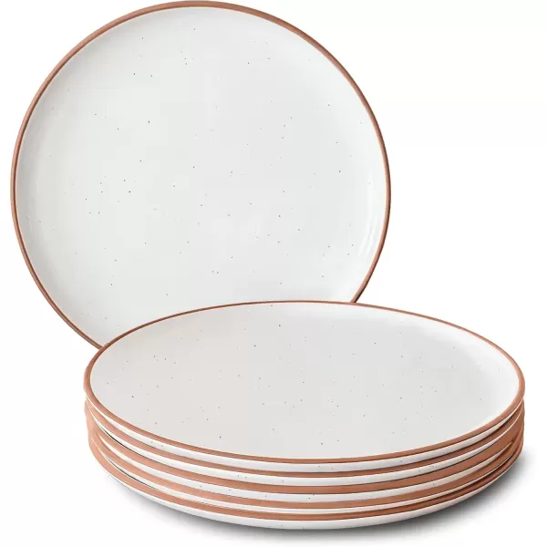 imageMora Ceramic Dinner Plates Set of 6 10 inch Dish Set  Microwave Oven and Dishwasher Safe Scratch Resistant Modern Rustic Dinnerware Kitchen Porcelain Serving Dishes  Earl GreyVanilla White