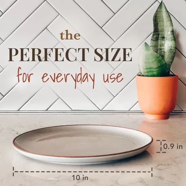 imageMora Ceramic Dinner Plates Set of 6 10 inch Dish Set  Microwave Oven and Dishwasher Safe Scratch Resistant Modern Rustic Dinnerware Kitchen Porcelain Serving Dishes  Earl GreyEarl Grey
