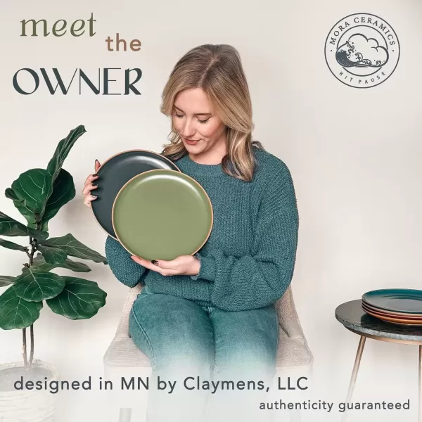 imageMora Ceramic Dinner Plates Set of 6 10 inch Dish Set  Microwave Oven and Dishwasher Safe Scratch Resistant Modern Rustic Dinnerware Kitchen Porcelain Serving Dishes  Earl GreyArtisan Matte