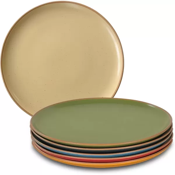 imageMora Ceramic Dinner Plates Set of 6 10 inch Dish Set  Microwave Oven and Dishwasher Safe Scratch Resistant Modern Rustic Dinnerware Kitchen Porcelain Serving Dishes  Earl GreyArtisan Matte