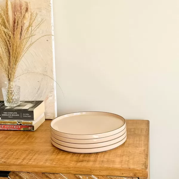 imageMora Ceramic Flat Dinner Plates Set of 6 105 in High Edge Dish Set  Microwave Oven and Dishwasher Safe Scratch Resistant Modern Dinnerware Kitchen Porcelain Serving Dishes  Assorted NeutralsChai