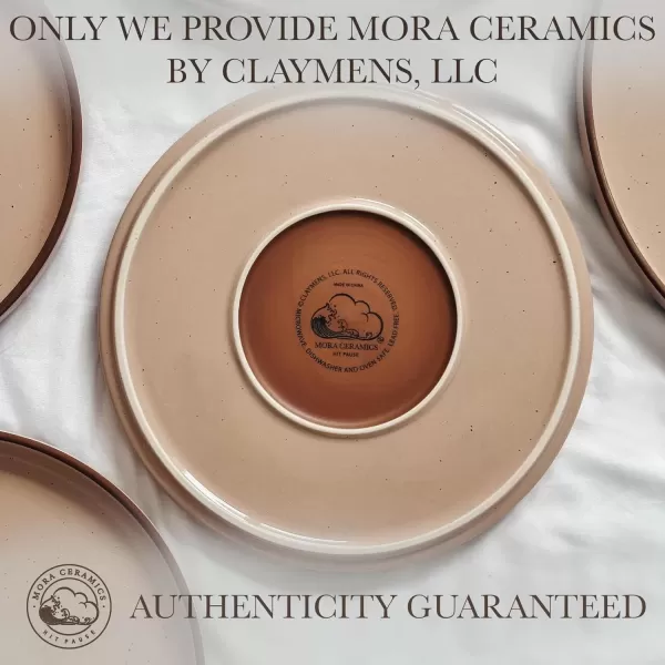 imageMora Ceramic Flat Dinner Plates Set of 6 105 in High Edge Dish Set  Microwave Oven and Dishwasher Safe Scratch Resistant Modern Dinnerware Kitchen Porcelain Serving Dishes  Assorted NeutralsChai
