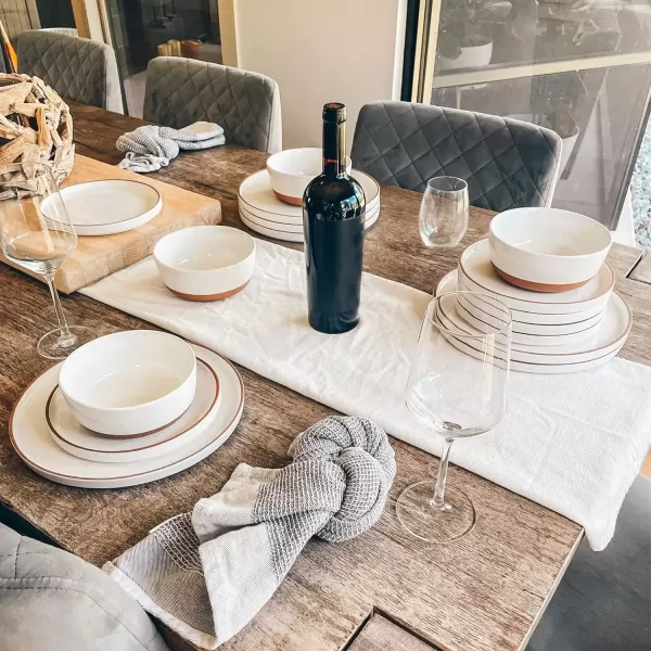 imageMora Ceramic Flat Dinner Plates Set of 6 105 in High Edge Dish Set  Microwave Oven and Dishwasher Safe Scratch Resistant Modern Dinnerware Kitchen Porcelain Serving Dishes  ChaiVanilla White