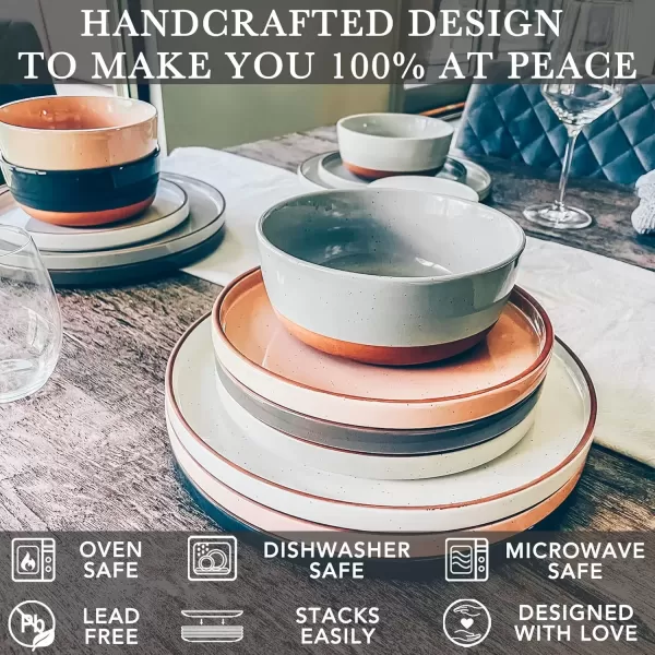 imageMora Ceramic Flat Dinner Plates Set of 6 105 in High Edge Dish Set  Microwave Oven and Dishwasher Safe Scratch Resistant Modern Dinnerware Kitchen Porcelain Serving Dishes  ChaiAssorted Neutrals