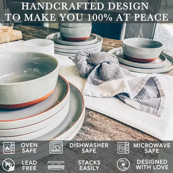 imageMora Ceramic Flat Dinner Plates Set of 6 105 in High Edge Dish Set  Microwave Oven and Dishwasher Safe Scratch Resistant Modern Dinnerware Kitchen Porcelain Serving Dishes  Assorted NeutralsEarl Grey