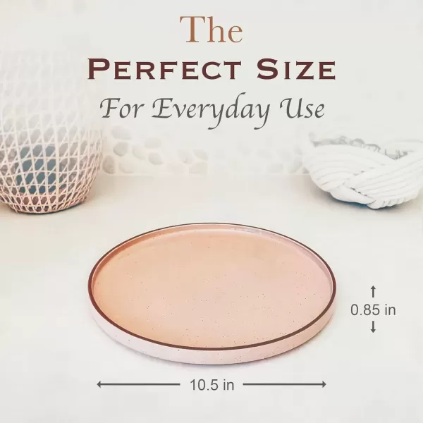 imageMora Ceramic Flat Dinner Plates Set of 6 105 in High Edge Dish Set  Microwave Oven and Dishwasher Safe Scratch Resistant Modern Dinnerware Kitchen Porcelain Serving Dishes  Assorted NeutralsChai