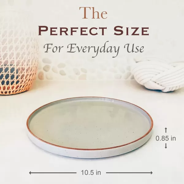 imageMora Ceramic Flat Dinner Plates Set of 6 105 in High Edge Dish Set  Microwave Oven and Dishwasher Safe Scratch Resistant Modern Dinnerware Kitchen Porcelain Serving Dishes  ChaiEarl Grey