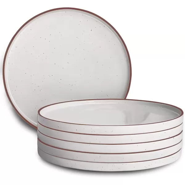 imageMora Ceramic Flat Dinner Plates Set of 6 105 in High Edge Dish Set  Microwave Oven and Dishwasher Safe Scratch Resistant Modern Dinnerware Kitchen Porcelain Serving Dishes  ChaiVanilla White