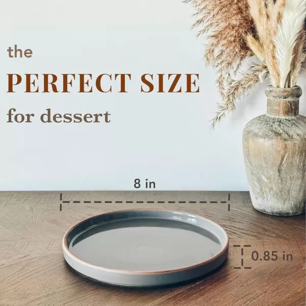 imageMora Ceramic Flat Plates Set of 68 in  The Dessert Salad Appetizer Small Lunch etc Plate Microwave Oven and Dishwasher Safe Scratch Resistant Kitchen Porcelain Dish  ChaiNeutrals