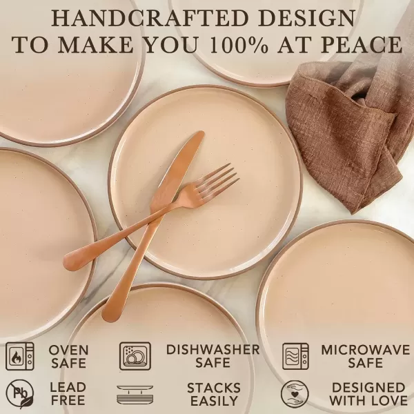 imageMora Ceramic Flat Plates Set of 68 in  The Dessert Salad Appetizer Small Lunch etc Plate Microwave Oven and Dishwasher Safe Scratch Resistant Kitchen Porcelain Dish  ChaiChai