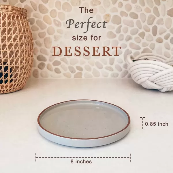 imageMora Ceramic Flat Plates Set of 68 in  The Dessert Salad Appetizer Small Lunch etc Plate Microwave Oven and Dishwasher Safe Scratch Resistant Kitchen Porcelain Dish  ChaiEarl Grey