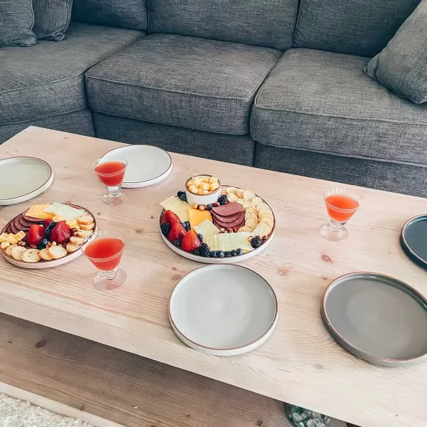 imageMora Ceramic Flat Plates Set of 68 in  The Dessert Salad Appetizer Small Lunch etc Plate Microwave Oven and Dishwasher Safe Scratch Resistant Kitchen Porcelain Dish  ChaiEarl Grey