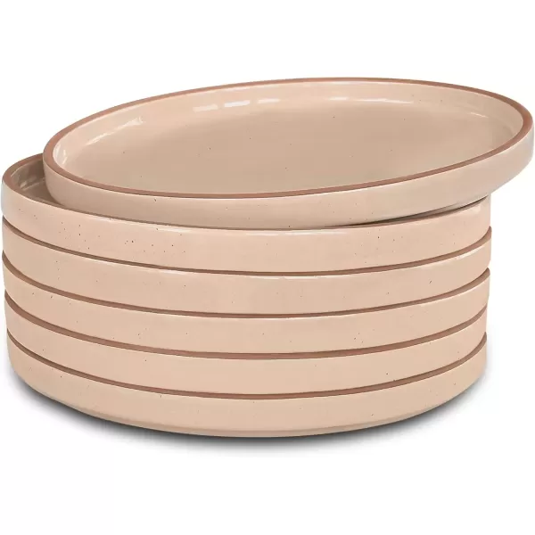 imageMora Ceramic Flat Plates Set of 68 in  The Dessert Salad Appetizer Small Lunch etc Plate Microwave Oven and Dishwasher Safe Scratch Resistant Kitchen Porcelain Dish  ChaiChai
