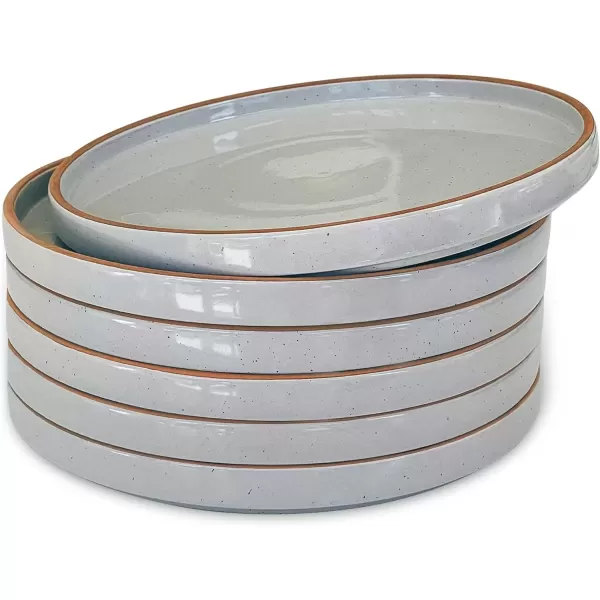 imageMora Ceramic Flat Plates Set of 68 in  The Dessert Salad Appetizer Small Lunch etc Plate Microwave Oven and Dishwasher Safe Scratch Resistant Kitchen Porcelain Dish  ChaiEarl Grey