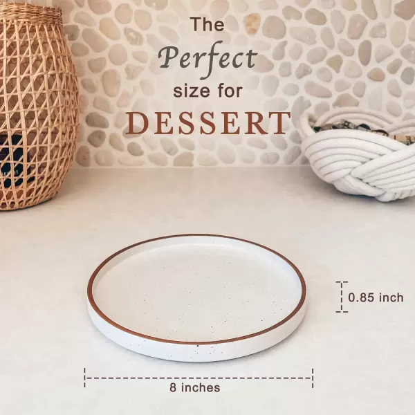 imageMora Ceramic Flat Plates Set of 68 in  The Dessert Salad Appetizer Small Lunch etc Plate Microwave Oven and Dishwasher Safe Scratch Resistant Kitchen Porcelain Dish  ChaiVanilla White