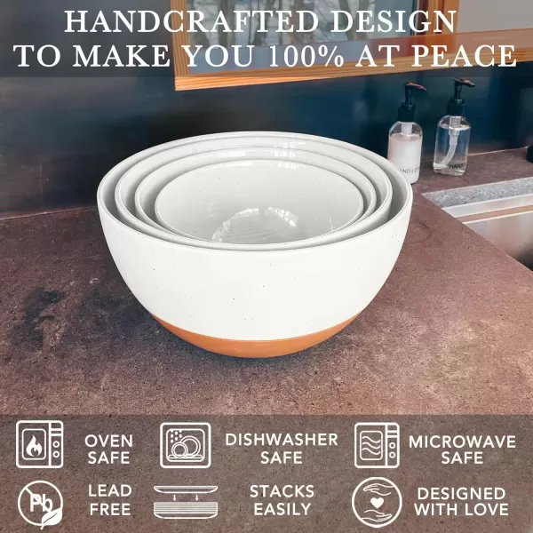imageMora Ceramic Large Mixing Bowls  Set of 2 Nesting Bowls for Cooking Serving Popcorn Salad etc  Microwavable Kitchen Stoneware Oven Microwave and Dishwasher Safe  Extra Big 55 ampamp 36 Qt  GreyVanilla White