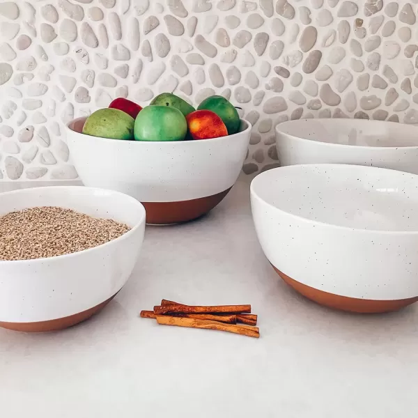 imageMora Ceramic Large Mixing Bowls  Set of 2 Nesting Bowls for Cooking Serving Popcorn Salad etc  Microwavable Kitchen Stoneware Oven Microwave and Dishwasher Safe  Extra Big 55 ampamp 36 Qt  GreyVanilla White