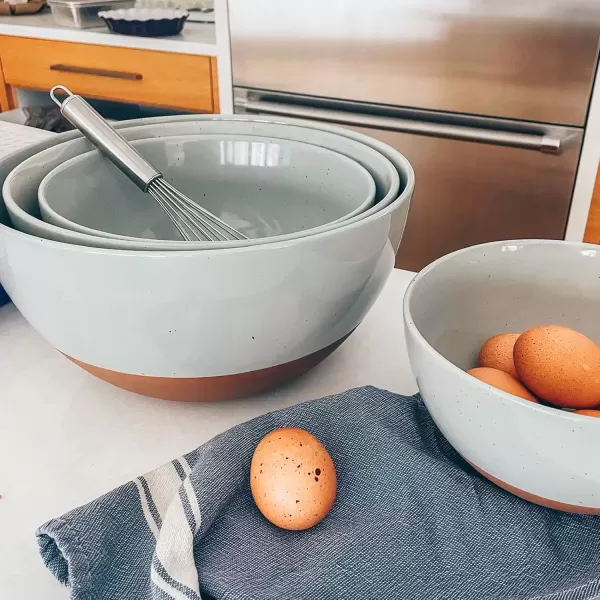 imageMora Ceramic Large Mixing Bowls  Set of 2 Nesting Bowls for Cooking Serving Popcorn Salad etc  Microwavable Kitchen Stoneware Oven Microwave and Dishwasher Safe  Extra Big 55 ampamp 36 Qt  GreyEarl Grey