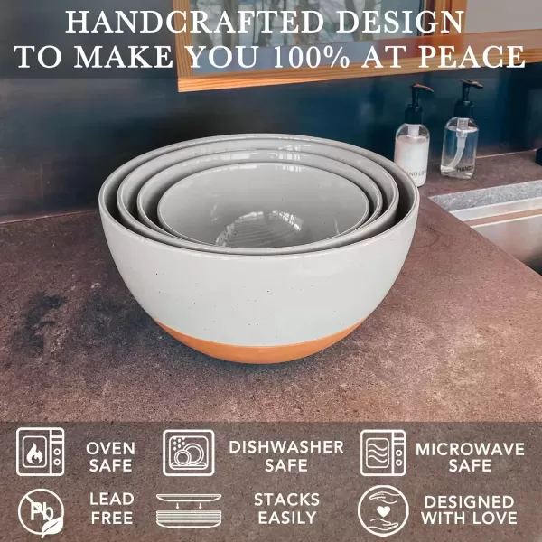 imageMora Ceramic Large Mixing Bowls  Set of 2 Nesting Bowls for Cooking Serving Popcorn Salad etc  Microwavable Kitchen Stoneware Oven Microwave and Dishwasher Safe  Extra Big 55 ampamp 36 Qt  GreyEarl Grey
