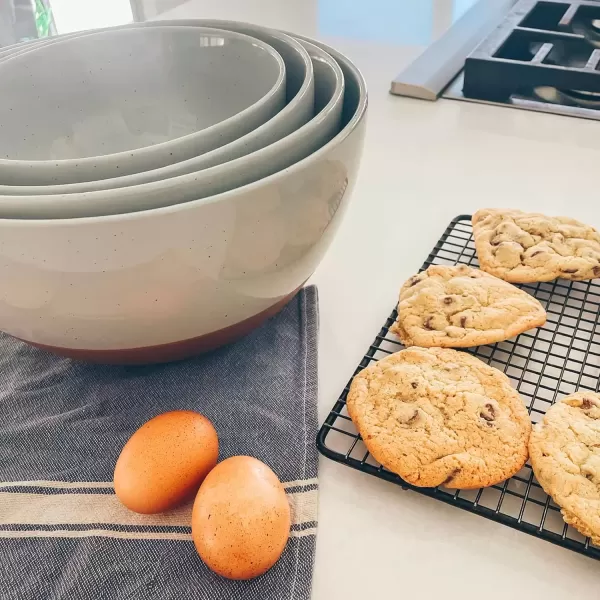 imageMora Ceramic Large Mixing Bowls  Set of 2 Nesting Bowls for Cooking Serving Popcorn Salad etc  Microwavable Kitchen Stoneware Oven Microwave and Dishwasher Safe  Extra Big 55 ampamp 36 Qt  GreyEarl Grey
