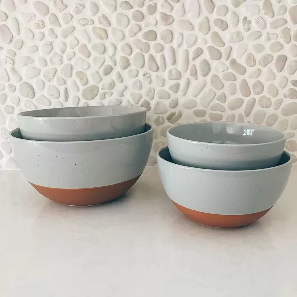 imageMora Ceramic Large Mixing Bowls  Set of 2 Nesting Bowls for Cooking Serving Popcorn Salad etc  Microwavable Kitchen Stoneware Oven Microwave and Dishwasher Safe  Extra Big 55 ampamp 36 Qt  GreyEarl Grey