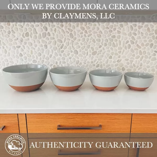 imageMora Ceramic Large Mixing Bowls  Set of 2 Nesting Bowls for Cooking Serving Popcorn Salad etc  Microwavable Kitchen Stoneware Oven Microwave and Dishwasher Safe  Extra Big 55 ampamp 36 Qt  GreyEarl Grey