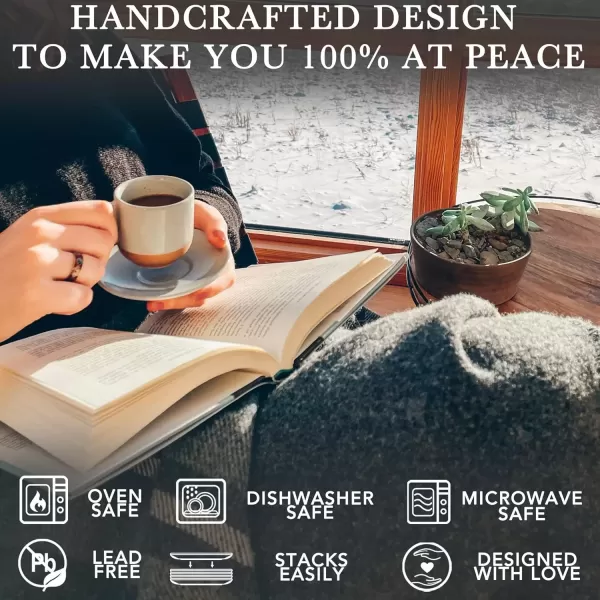 imageMora Ceramic Mini Espresso Cups Set of 4 3oz  Tiny Italian Inspired Mugs With Saucers For Small Shots of Coffee  Modern Boho Style For Any Kitchen or Cafe Microwave Safe Porcelain  Asstd NeutralsAssorted Neutrals