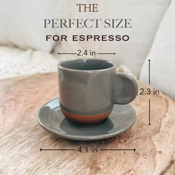 imageMora Ceramic Mini Espresso Cups Set of 4 3oz  Tiny Italian Inspired Mugs With Saucers For Small Shots of Coffee  Modern Boho Style For Any Kitchen or Cafe Microwave Safe Porcelain  Asstd NeutralsAssorted Neutrals