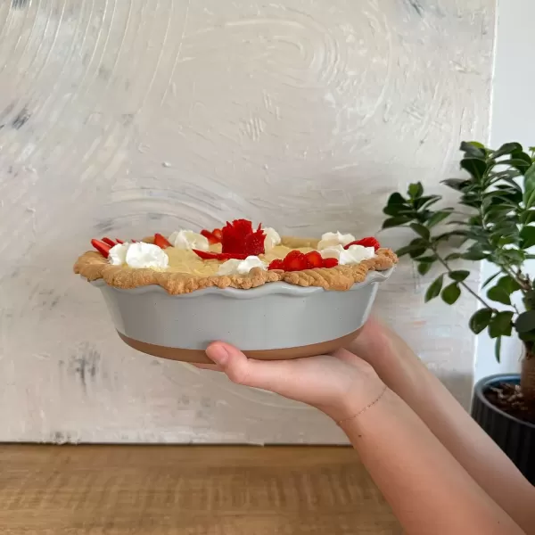 imageMora Ceramic Pie Pan for Baking  9 inch  Deep and Fluted Pie Dish for Old Fashion Apple Pie Quiche Pot Pies Tart etc  Modern Farmhouse Style Porcelain Ceramic Pie Plate  ChaiEarl Grey