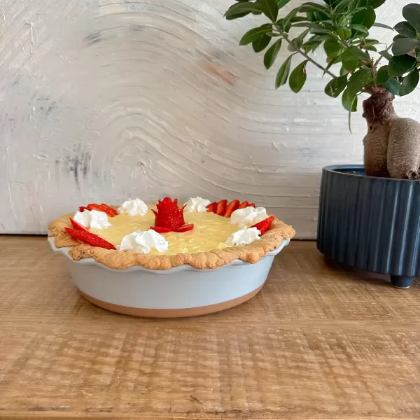 imageMora Ceramic Pie Pan for Baking  9 inch  Deep and Fluted Pie Dish for Old Fashion Apple Pie Quiche Pot Pies Tart etc  Modern Farmhouse Style Porcelain Ceramic Pie Plate  ChaiEarl Grey