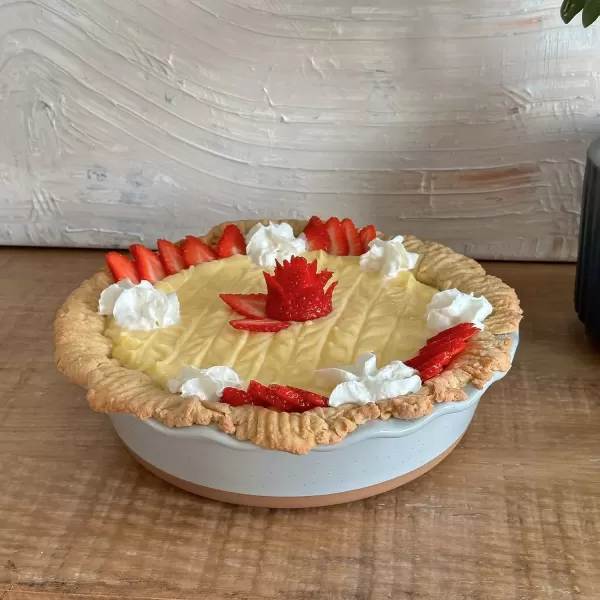 imageMora Ceramic Pie Pan for Baking  9 inch  Deep and Fluted Pie Dish for Old Fashion Apple Pie Quiche Pot Pies Tart etc  Modern Farmhouse Style Porcelain Ceramic Pie Plate  ChaiEarl Grey