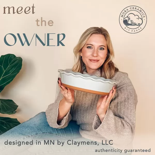 imageMora Ceramic Pie Pan for Baking  9 inch  Deep and Fluted Pie Dish for Old Fashion Apple Pie Quiche Pot Pies Tart etc  Modern Farmhouse Style Porcelain Ceramic Pie Plate  ChaiEarl Grey