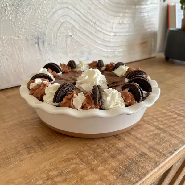 imageMora Ceramic Pie Pan for Baking  9 inch  Deep and Fluted Pie Dish for Old Fashion Apple Pie Quiche Pot Pies Tart etc  Modern Farmhouse Style Porcelain Ceramic Pie Plate  ChaiVanilla White